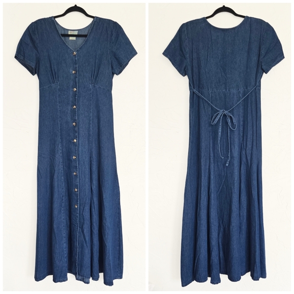 Vintage Denim Button Front Maxi Dress - Picture 6 of 11